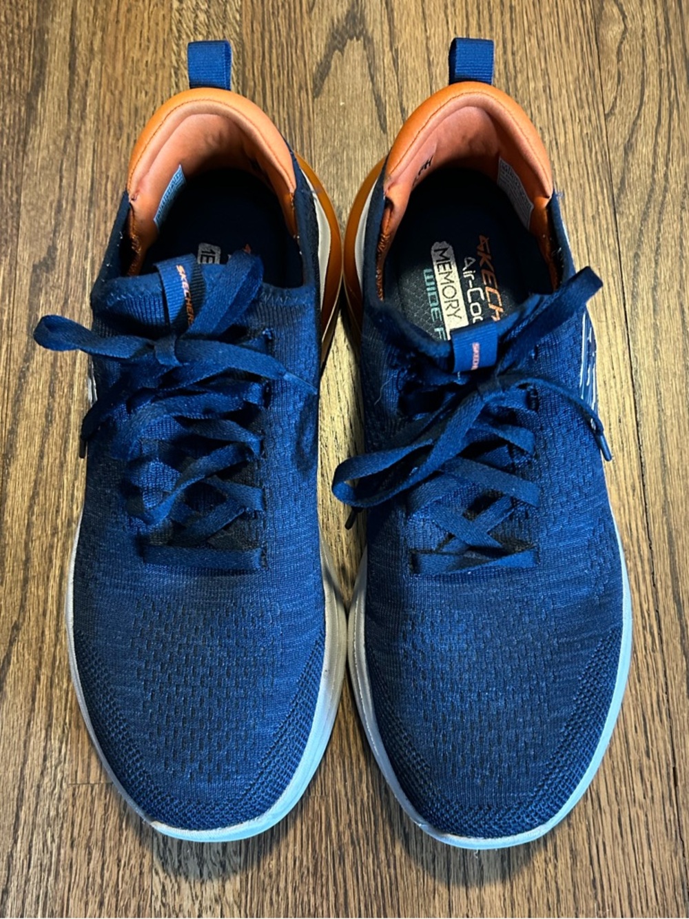 Skechers Air-Cooled Memory Foam Sneakers Navy/Orange Men’s 10.5